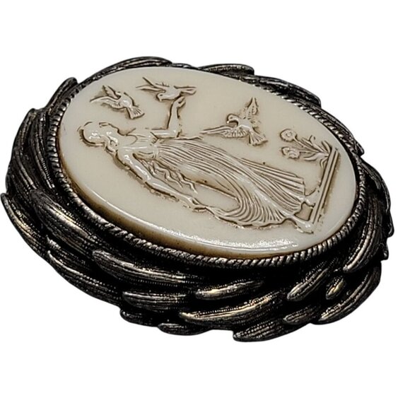 Hattie Carnegie Helen of Troy Brooch Silver Tone Setting Vintage Unmarked - Picture 11 of 12